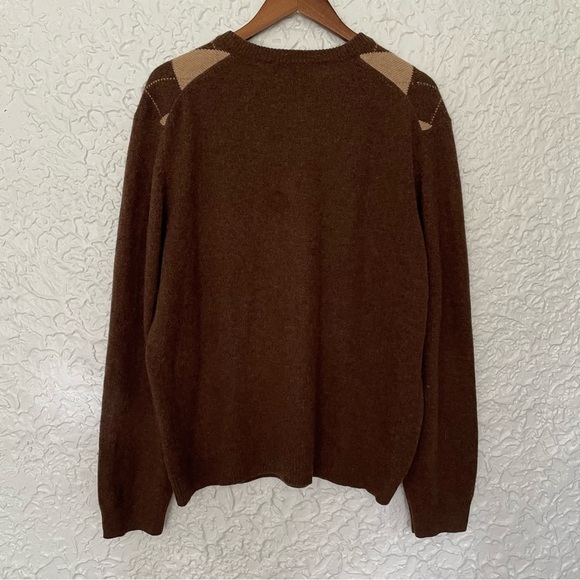 Brooks Brothers Camel Hair Argyle V Neck Pullover Sweater Size XL Brown - Picture 3 of 5